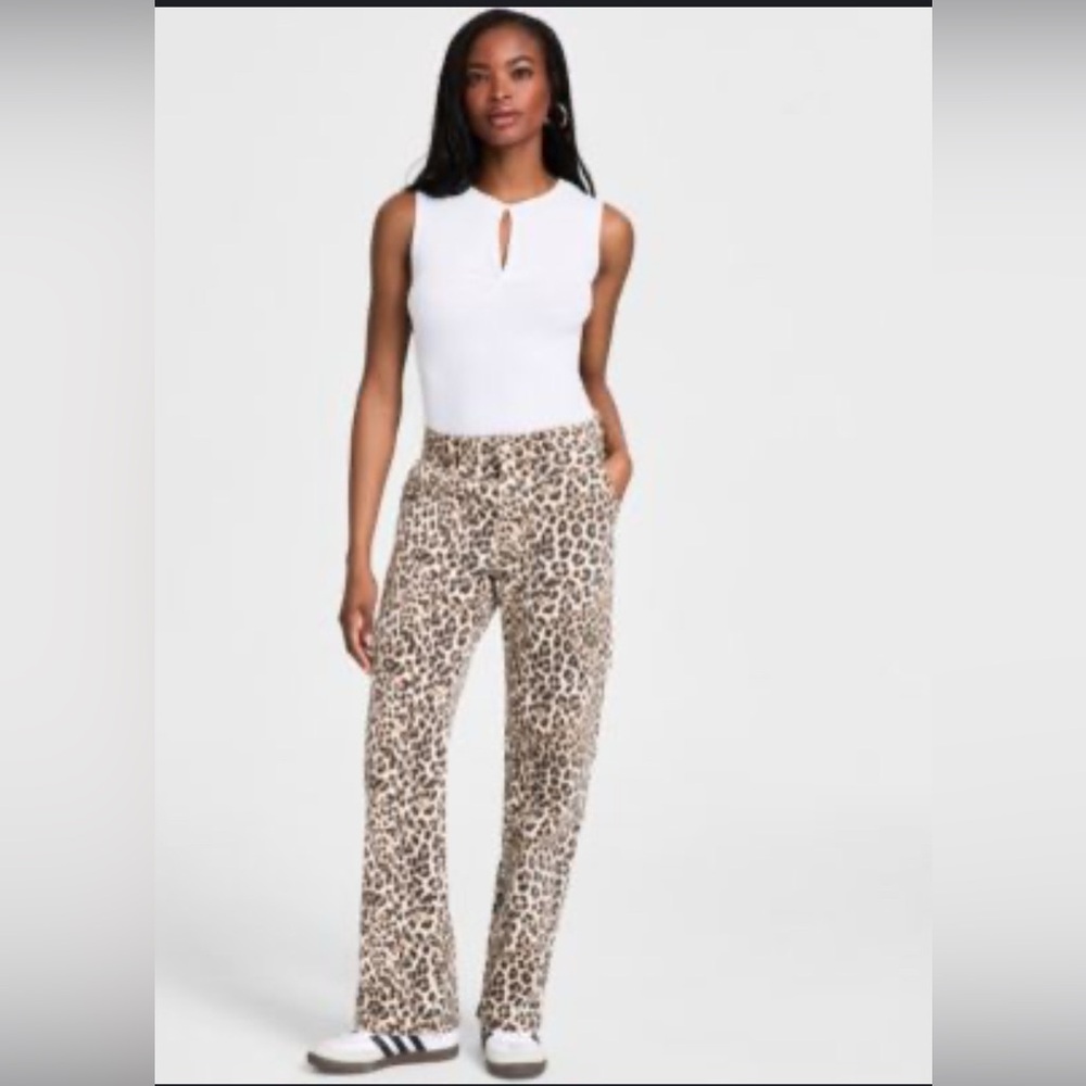 Bar III Cheetah Print Cargo Jeans - Picture 3 of 3